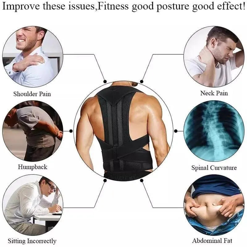 Adjustable Posture Corrector Belt – Back Support Shoulder Brace for Pain Relief & Spine Alignment